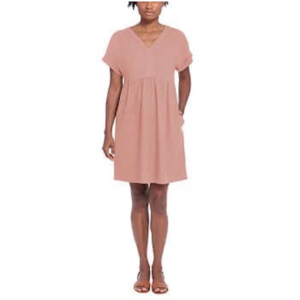 Briggs New York women s V-Neck Linen
Blend Dress Pink Size XL